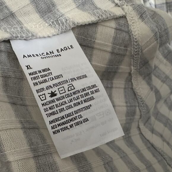 American Eagle Easy Rib Swing Mini Dress Sleeveless Gray Stripes NWT Womens XL - Picture 7 of 9
